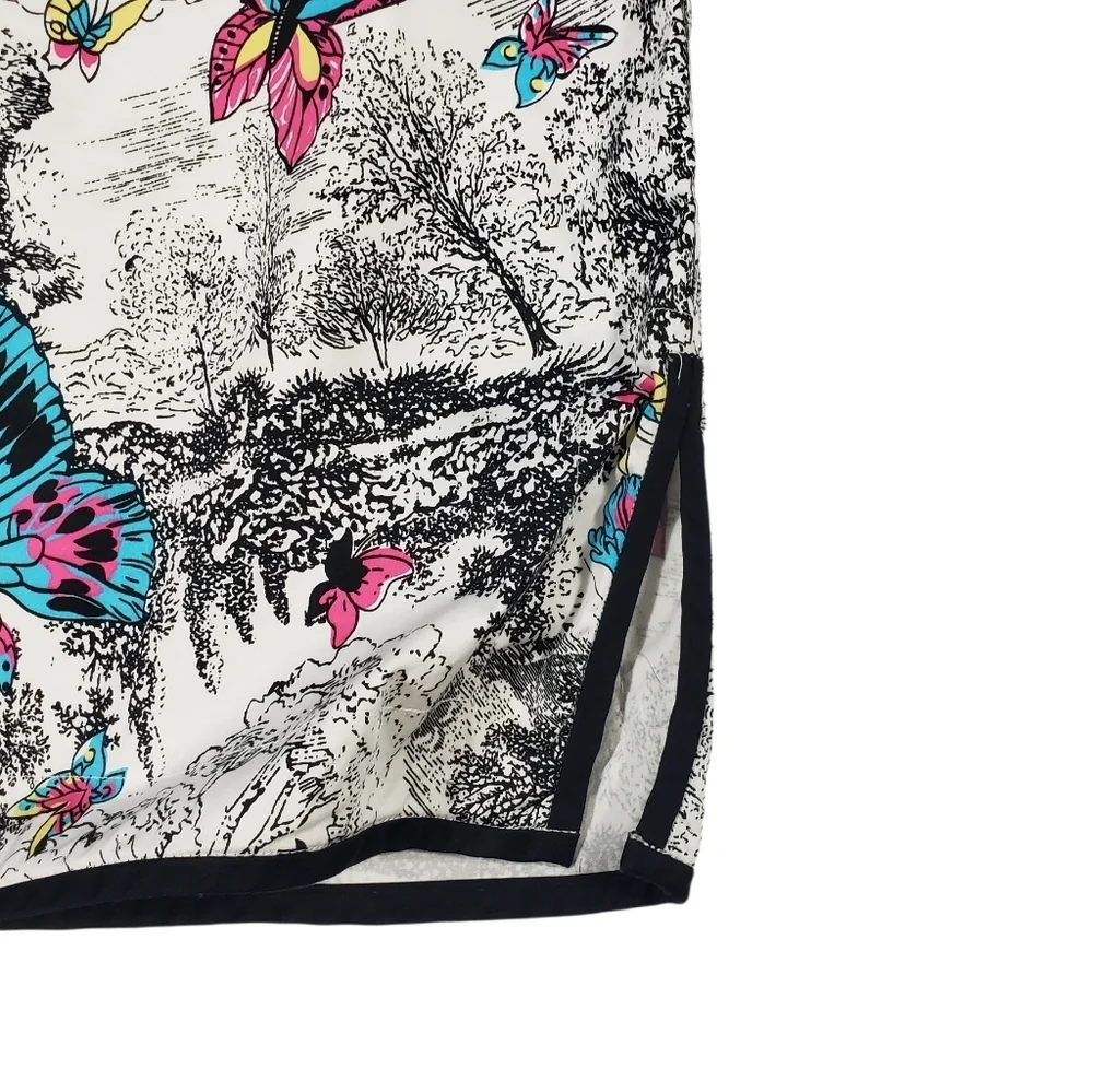 City Silk Stretch Pencil Mini Skirt Size 12 Colorful Butterfly Tree Print Cotton - Picture 4 of 11